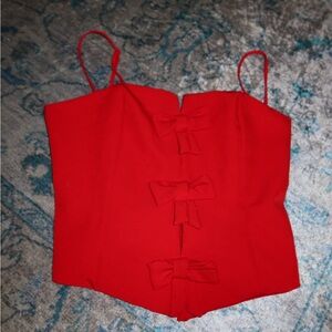 Red Bow Detail Top